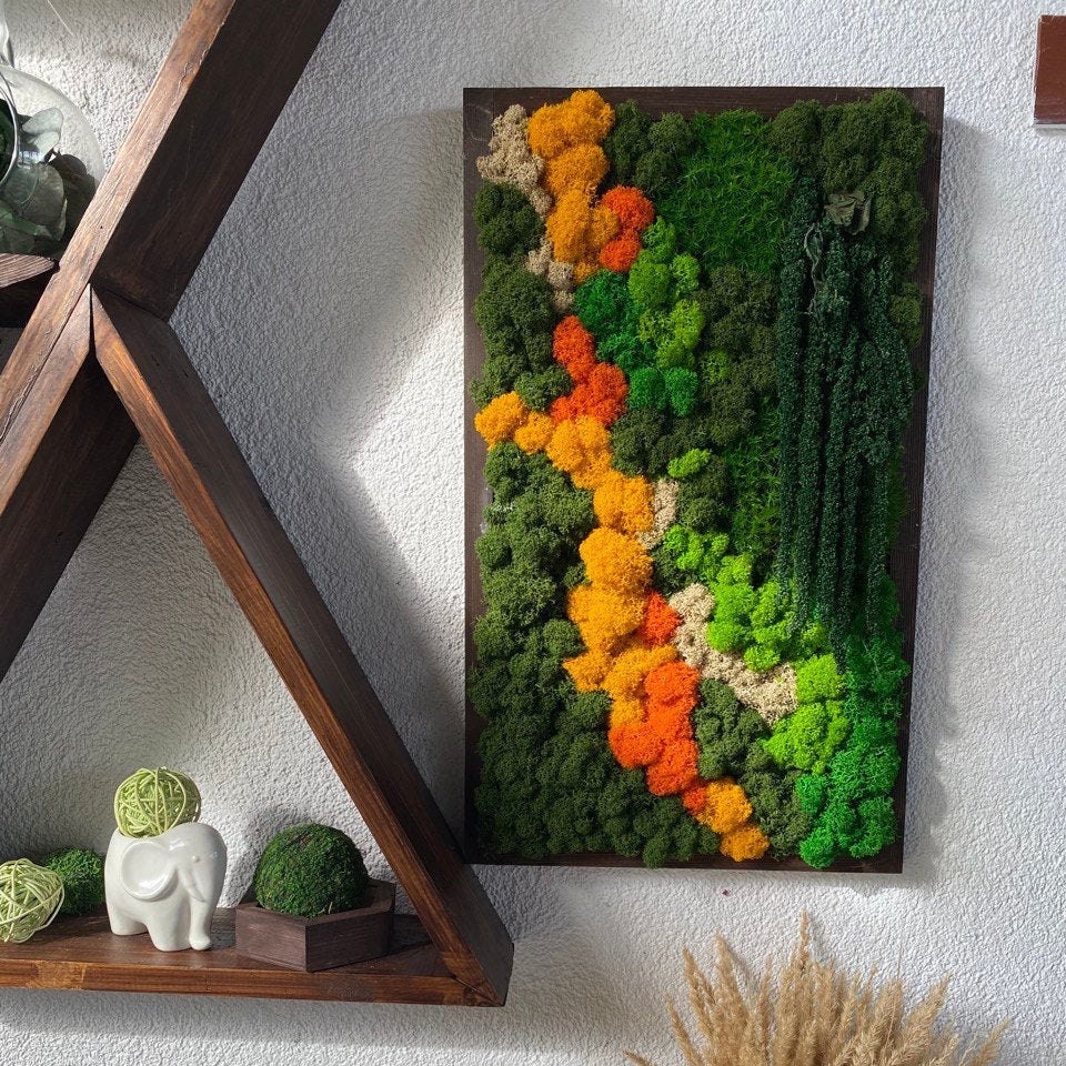 Moos-Wand-Kunst erhalten grün und gelb Moos Dekoration Bild | Etsy