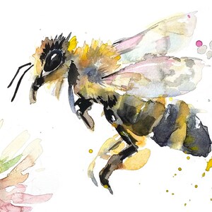 Honey Bee and Clover, Watercolor Print, Art Print, Flower Art, Honey ...