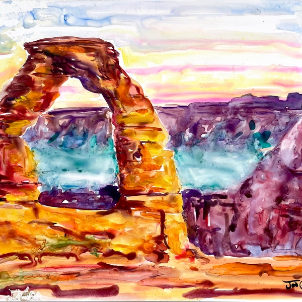 Utah Art, Watercolor Print, Wall Art, Arches, Utah, Redrock, Landscape Painting, Wall Art Print