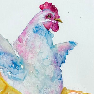Dancing Chicken, Chicken Artwork, Watercolor Print, Chickens, Art Print ...
