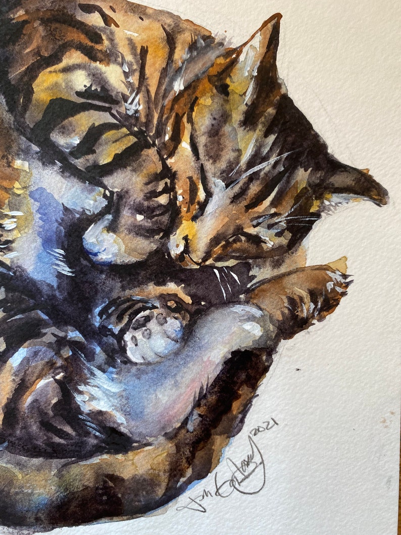 Brown Tabby Cat Watercolor Art Print - Cat Lover Gift - Etsy