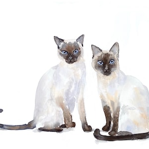 Siamese Cat , Two of a Kind, Cat Artwork, Siamese Cats, Watercolor Print, Twins, Art Print, Cat Watercolor, Cat Lovers Gift