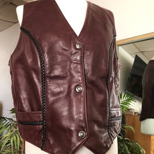 Mint Burgundy Buffalo Leather Biker Vest!