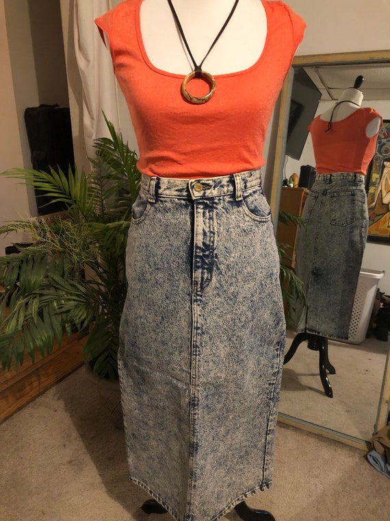 80s Amazing ACID WASH Denim Skirt