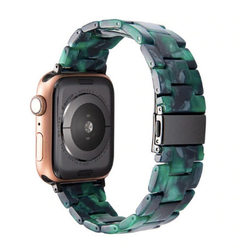 Resin Apple Watch Band Transparent Dark Green Flower Resin | Etsy