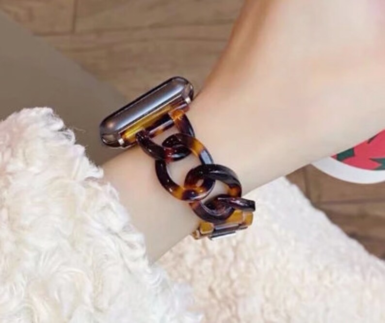 Resin Chain Link Apple Watch Band Flower White Jade Resin Etsy