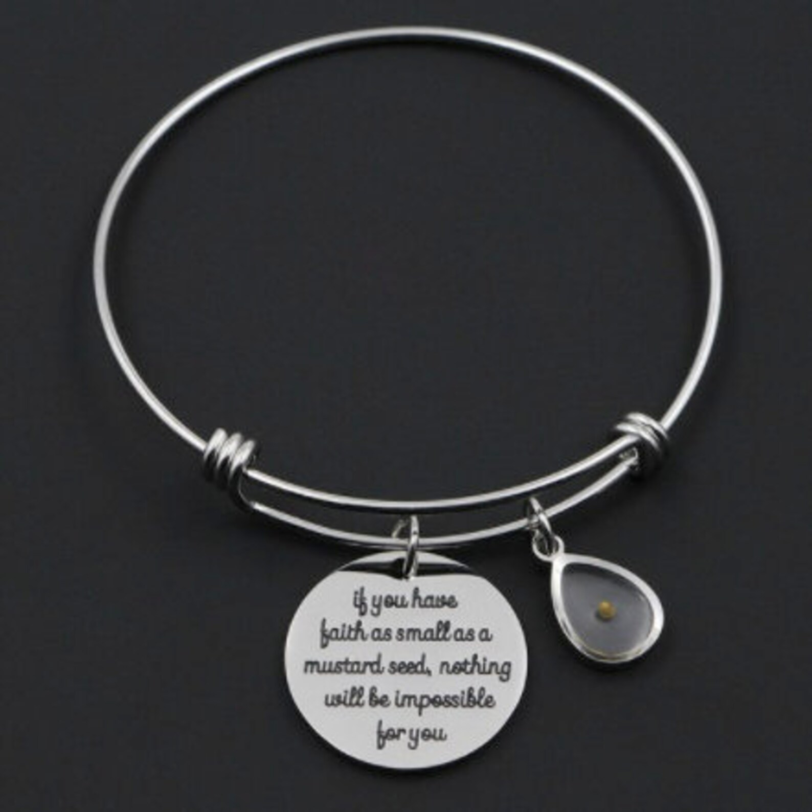 Silver Mustard Seed Faith Bracelet Matthew 1720 Knot Cuff Etsy