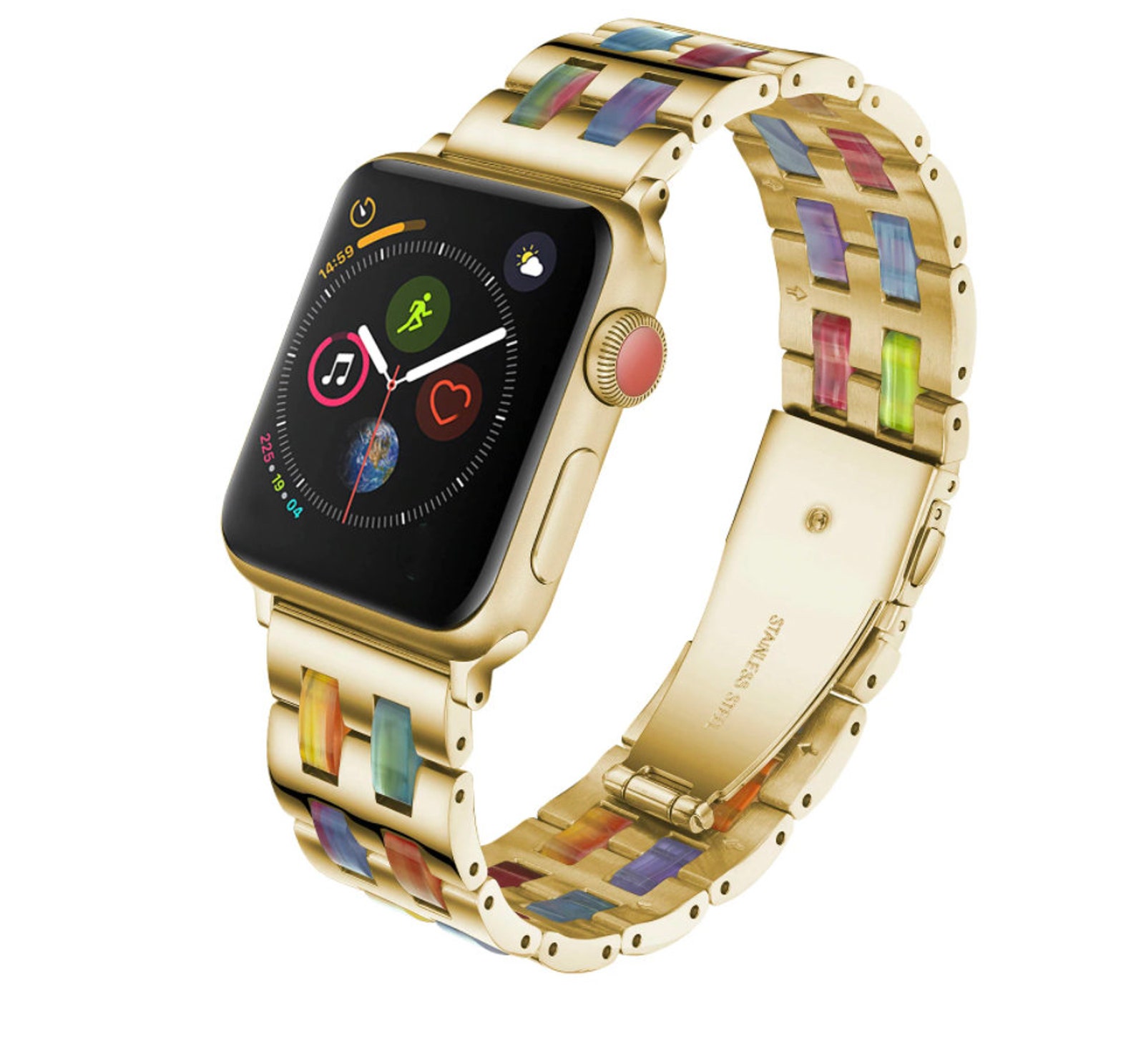 Apple Watch Band Premium Steel Butterfly Clasp Series 5 4 Etsy