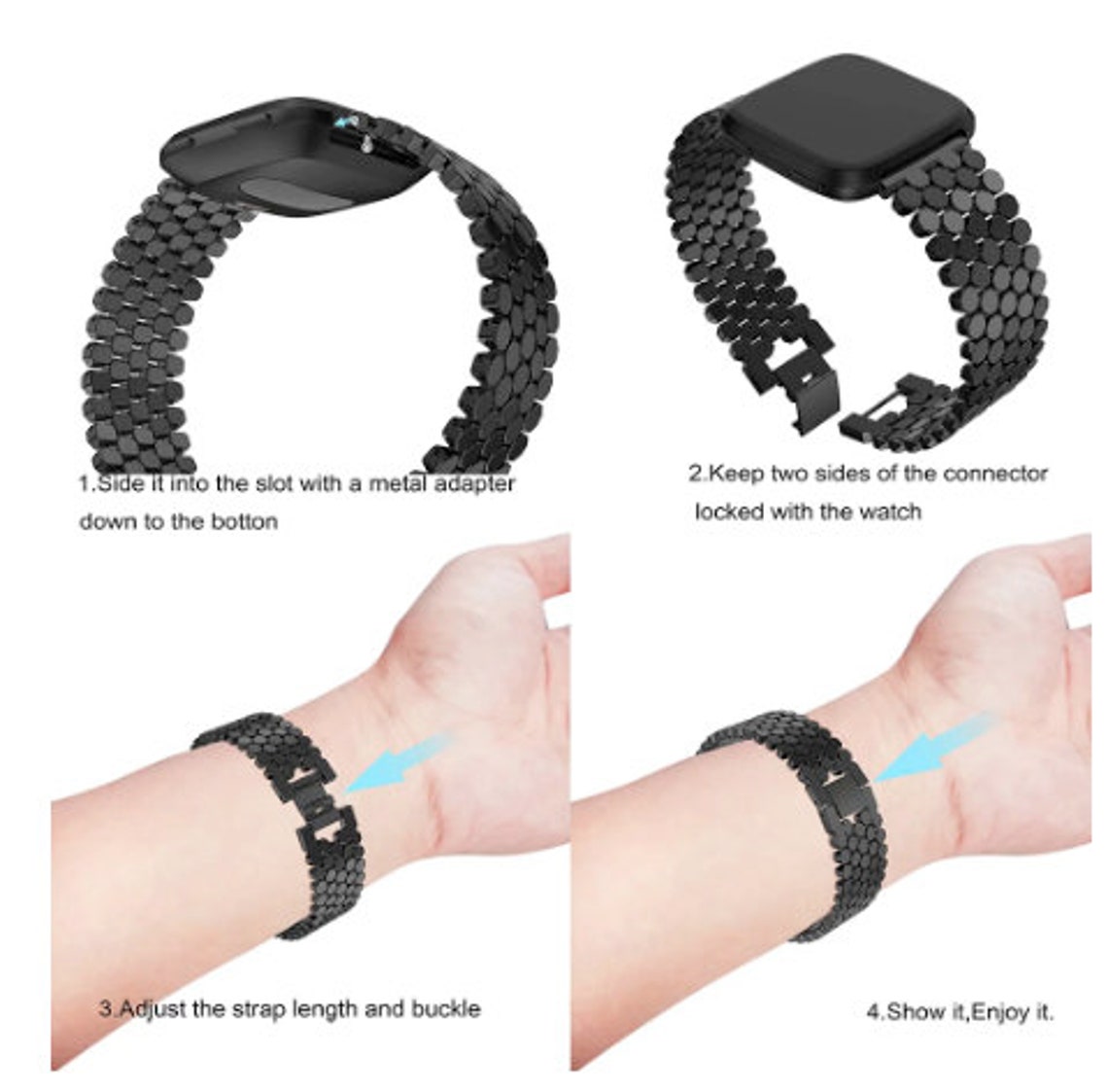 Fitbit Watch Band Stainless Steel Strap Fitbit Etsy