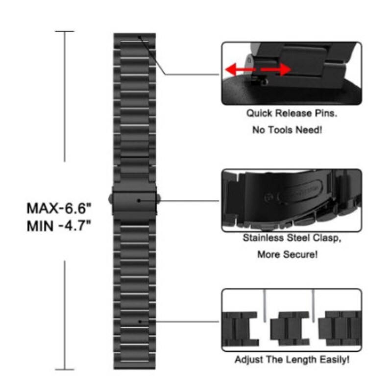 Fitbit Watch Band Stainless Steel Strap Fitbit Versa Etsy