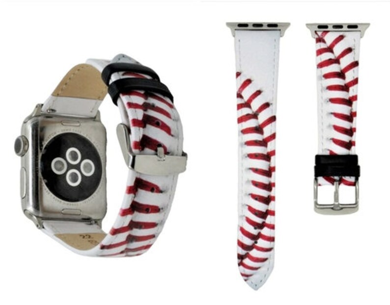 Apple Watch Baseball Strap Baseball Leather Watch Band Etsy
