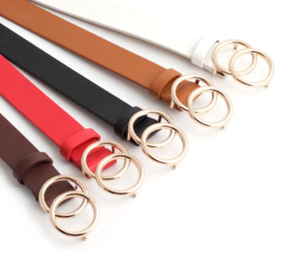 Trendy Eternity Double Ring Buckle in Genuine Leather Belt | Etsy