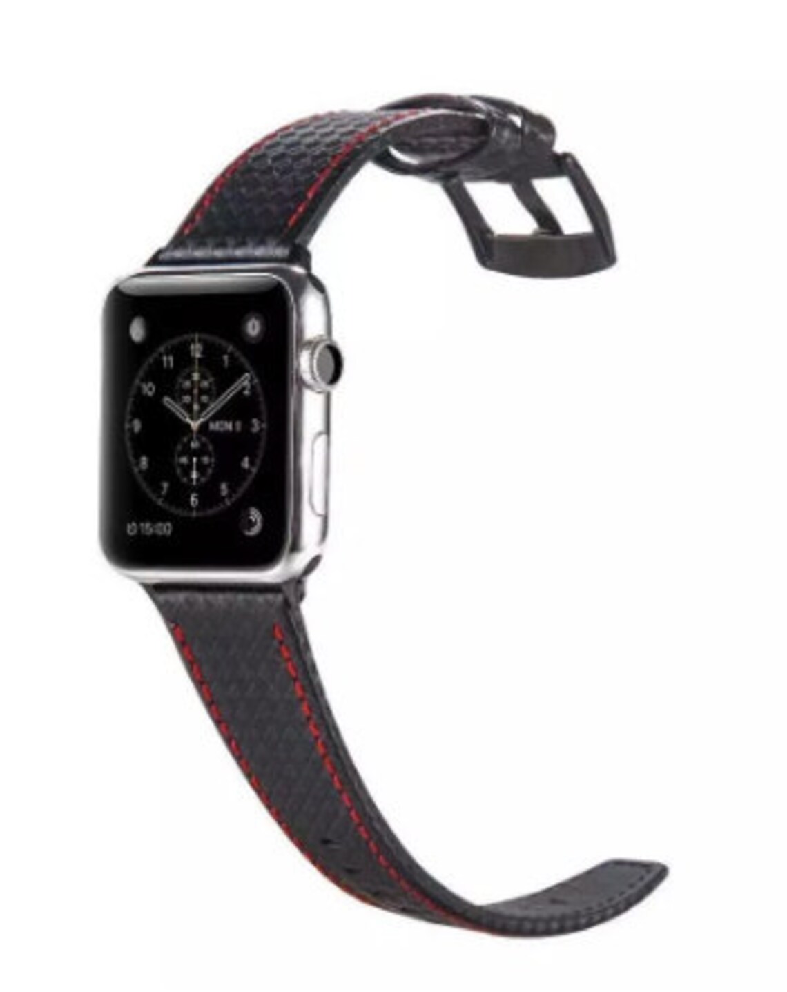 Apple Watch Band Carbon Fiber Genuine Leather 38mm Etsy