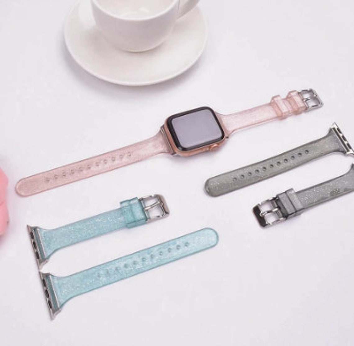 Apple Watch Band Glitter Silicone Slim Transparent Band Etsy