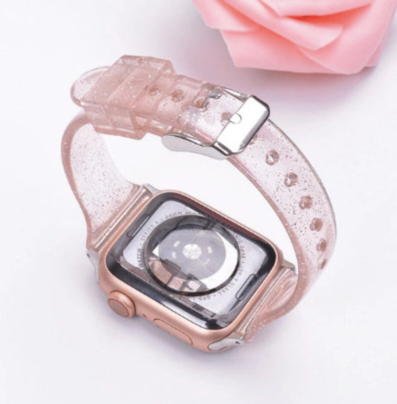 Apple Watch Band Glitter Silicone Slim Transparent Band Etsy