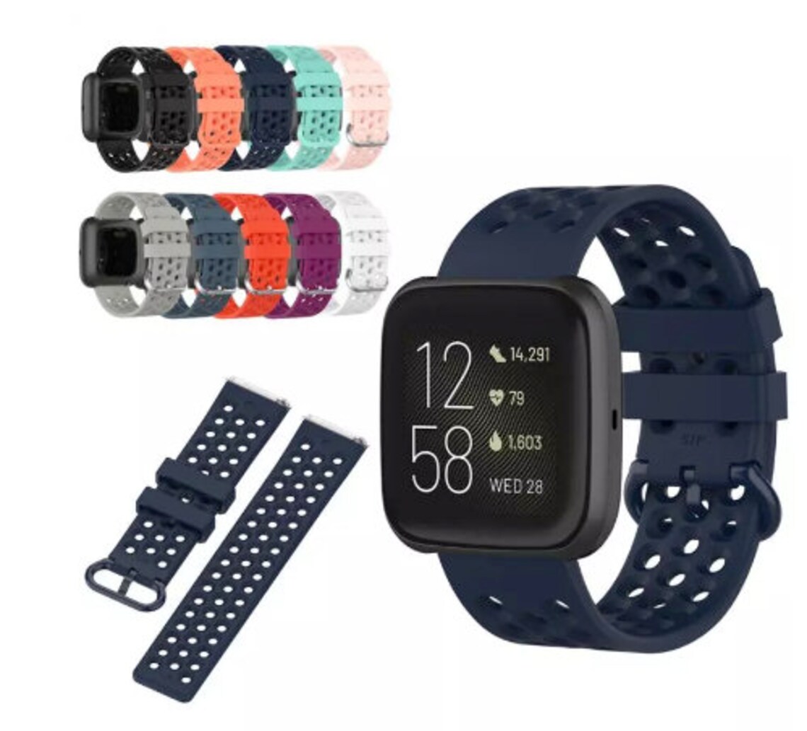 Fitbit Watch Band Sport Multi Hole Rubber Wrist Band Strap Etsy
