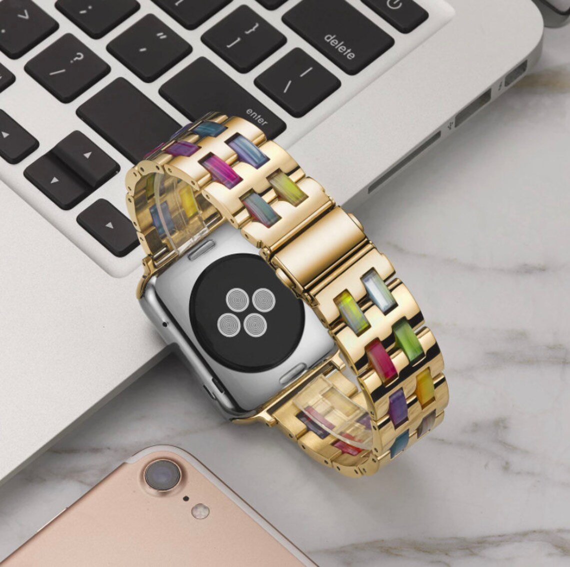 Apple Watch Band Premium Steel Butterfly Clasp Series 5 4 Etsy
