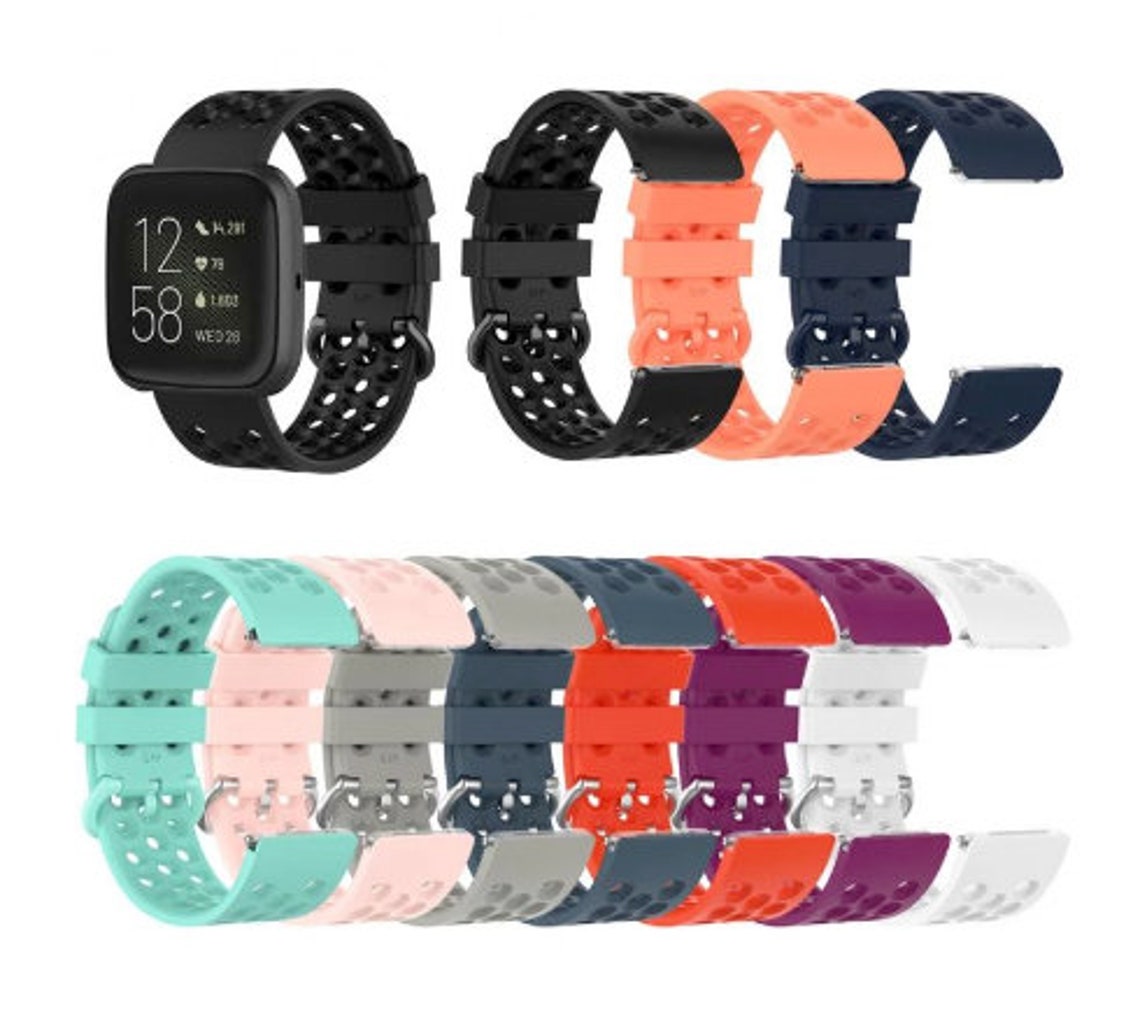 Fitbit Watch Band Sport Multi Hole Rubber Wrist Band Strap Etsy