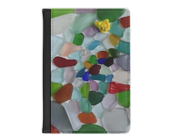 Funda para pasaporte con diseño de cristales de mar de colores / Accesorio de viaje con temática playera, accesorios para pasaporte, amante de la playa, vacaciones, Nueva York