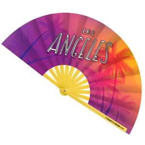 Los Angeles Fan (UV) – Vibrant Bamboo Folding Hand Fan for Pride & Drag Celebrations
