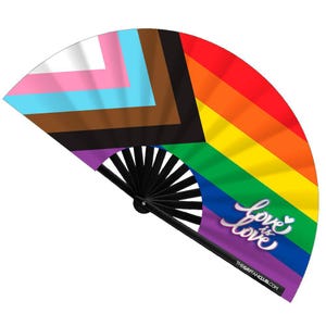 Pride Rainbow Flag Fan: Bamboo Clacking Fan for Parades
