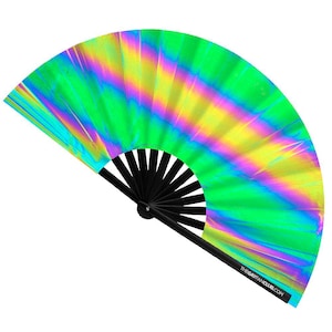 Eclipse Reflective Fan – Sleek Bamboo Folding Hand Fan for Pride & Drag Celebrations
