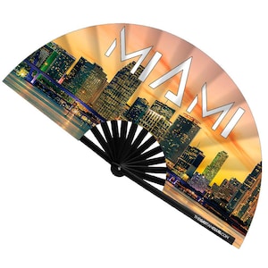 Miami Fan – Vibrant Bamboo Folding Festival Fan for Music Festivals & Drag Events