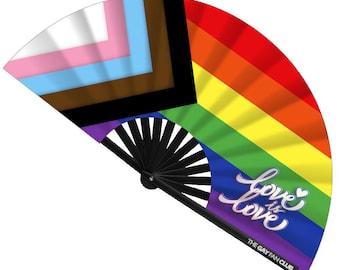 Pride Rainbow Flag Fan - Bamboo Clacking Hand Fan