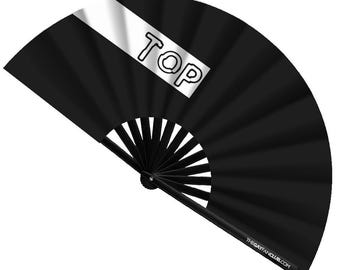 Top Fan – Black Bamboo Hand Fan for Raves and Circuit Parties