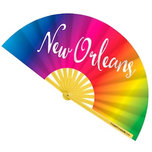 New Orleans Fan – Colorful Bamboo Folding Festival Fan for Pride & Drag Celebrations