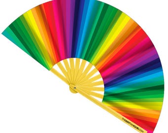 Rainbow Folding Fan: Bamboo Hand Fan for Pride Celebrations