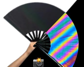 Eclipse Rainbow Reflective Fan - Oversized Color Changing Rave Accessory