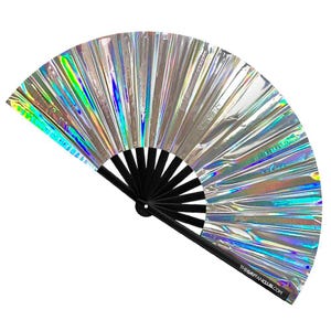 Disco Ball Fan – Shimmering Bamboo Folding Hand Fan for Dance Parties & Pride Celebrations