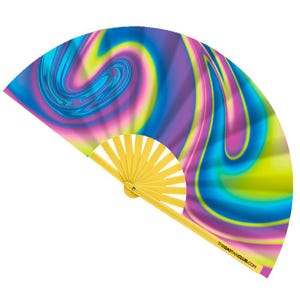 Lava Lamp Fan (UV) – UV Reactive Bamboo Folding Festival Fan for Pride & Drag Events