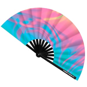Fluid Fan (UV) – UV Reactive Bamboo Folding Festival Fan for Pride & Drag Events