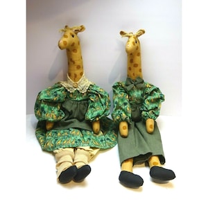 HTF Giraffe Couple Anthropomorphic Stuffed Animal 17&quot;