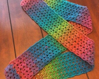 Infinity scarf, rainbow, colorful, crochet