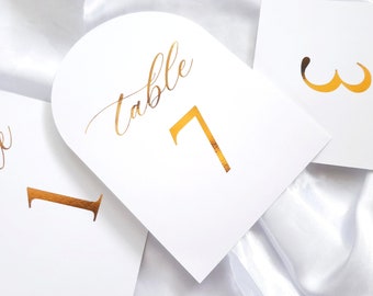 Real Copper Foil 5x7 Arched Table Numbers