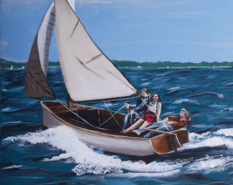 Blissed Out ORIGINAL PAINTING on Canvas, sailboat, nautical, art, painting, sailing, yacht