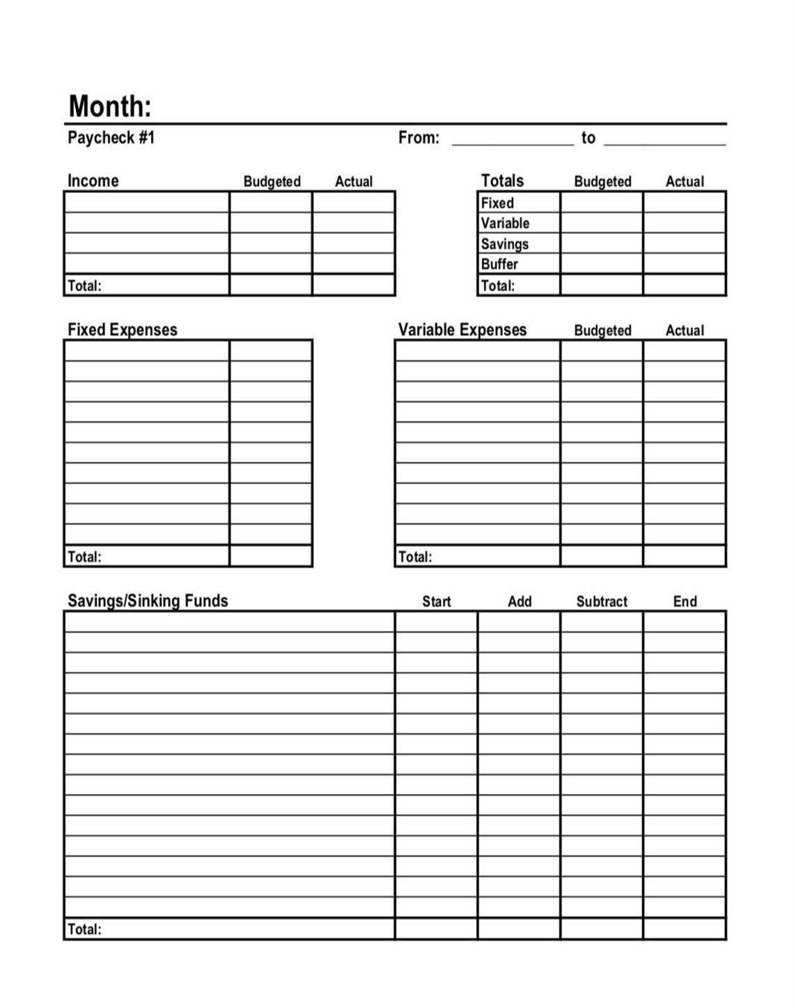 Paycheck Budget Worksheet Excel - Worksheets