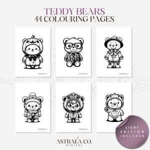 44 Teddy Bears Colouring Collection, Printable Coloring Book Pages for Adults and Kids, Printable PDF File, Instant Digital Download