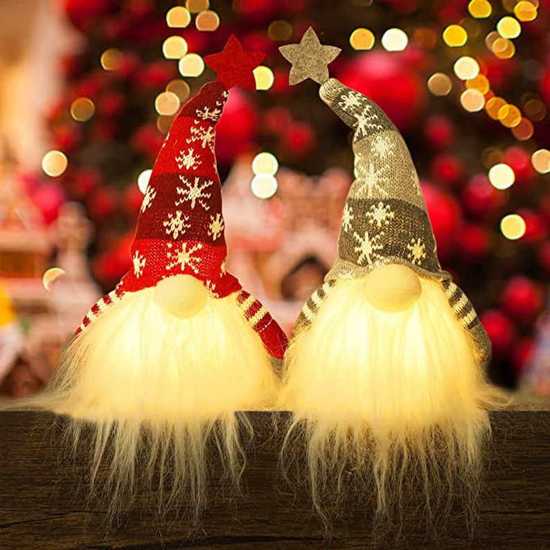 Lighted Christmas Gnome Santa Light Up Elf Toy Xmas Ornament | Etsy