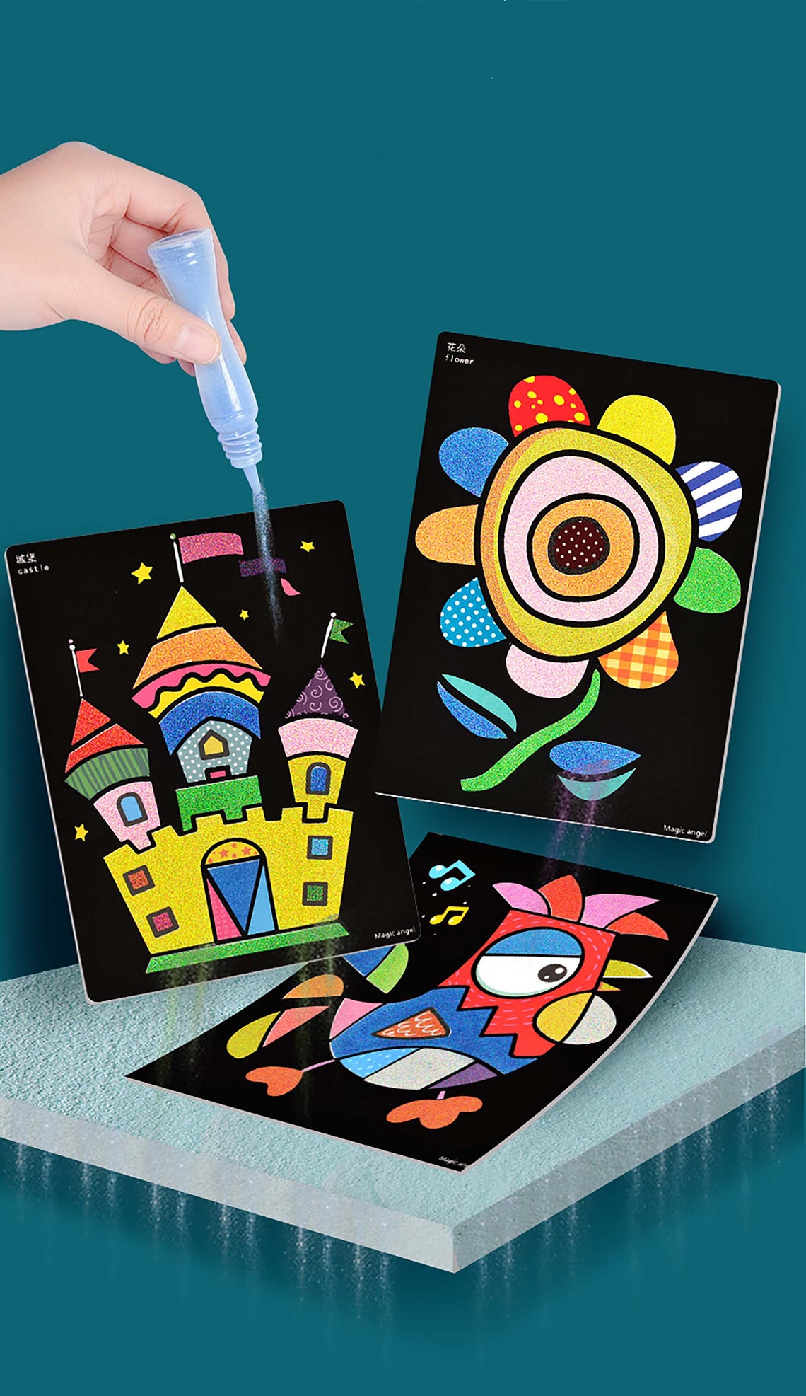 Children's Colored Sand Paintings Diy Handmade Sand Etsy