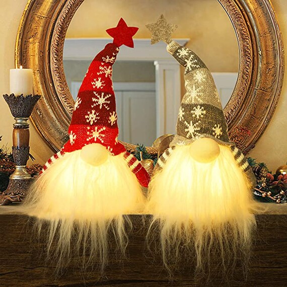 Lighted Christmas Gnome Santa Light Up Elf Toy Xmas Ornament | Etsy