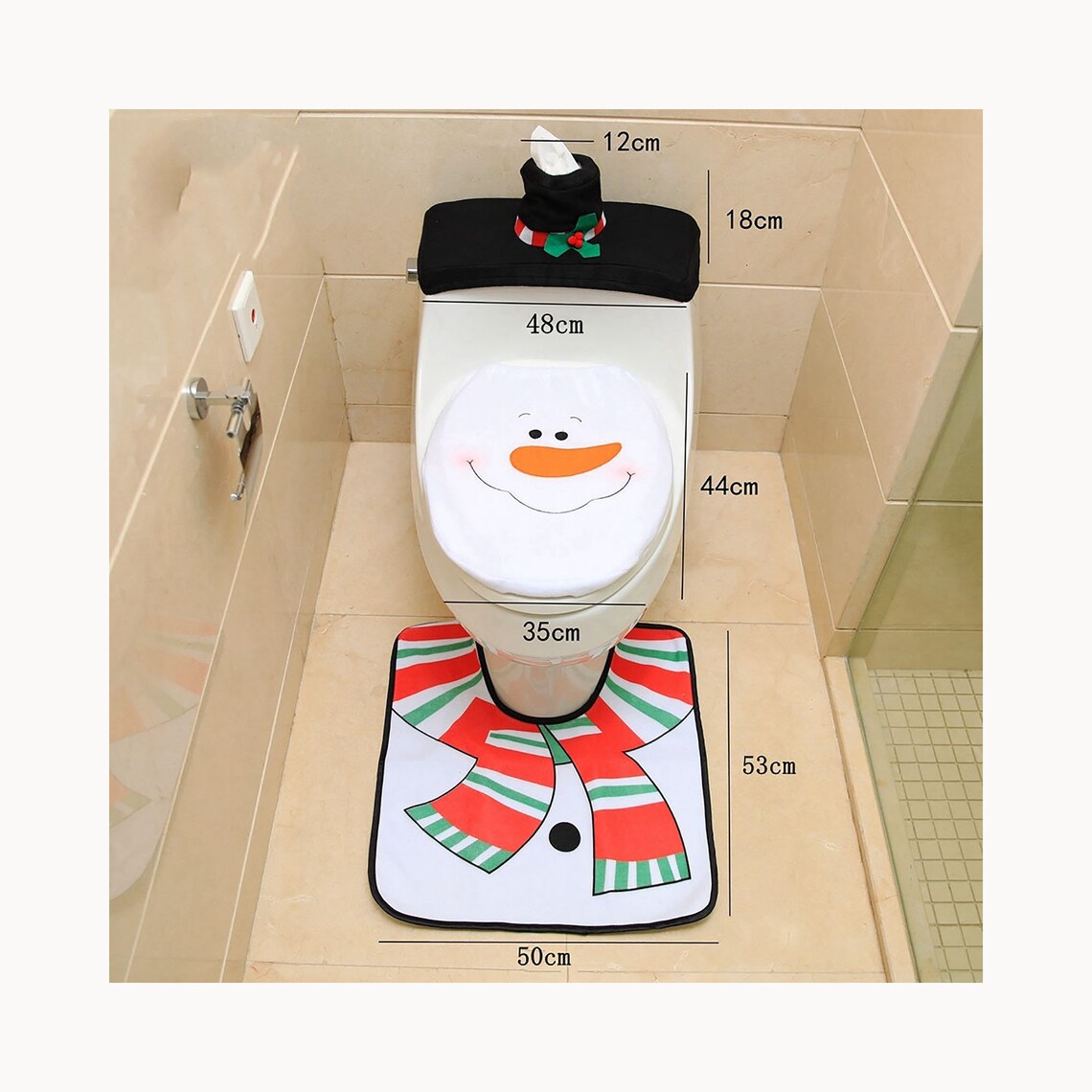 3 Pcs Christmas Bathroom Decorations Set Toilet Seat Cover Etsy