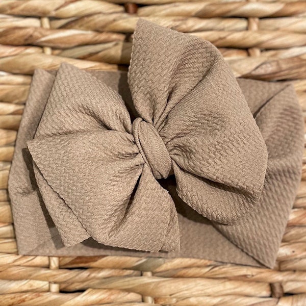 Mocha Light Brown Double Bow Headwrap