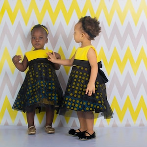 Little Girls Dress, African Print Dress for Kids Toddlers and Babies, Yellow Birthday Party Outfit, Colorful Party Dress, Ankara Dress