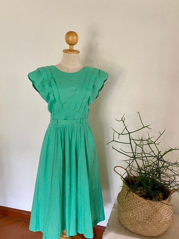 Teal Vintage Dress With Pockets