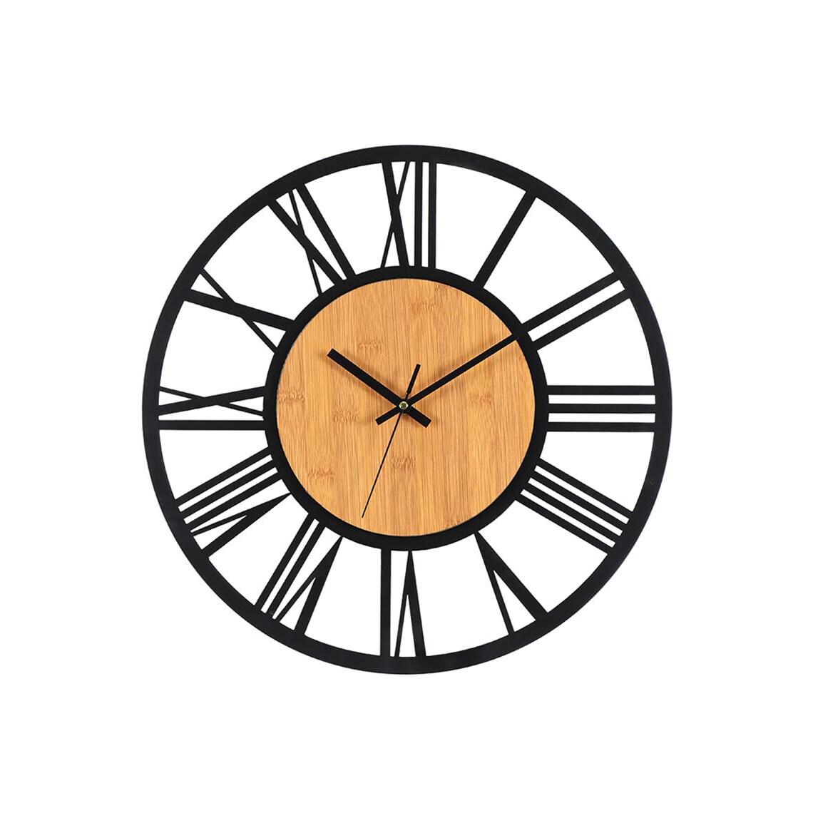 Roman Numeral Metal Wall Clock Large Metal & Wood Wall Clock Etsy