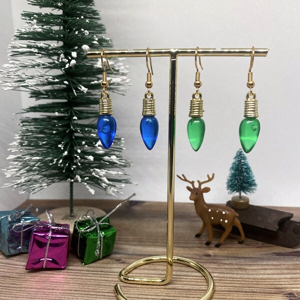 Christmas Lights Dangle Earrings with 14KT Gold Fish Hooks